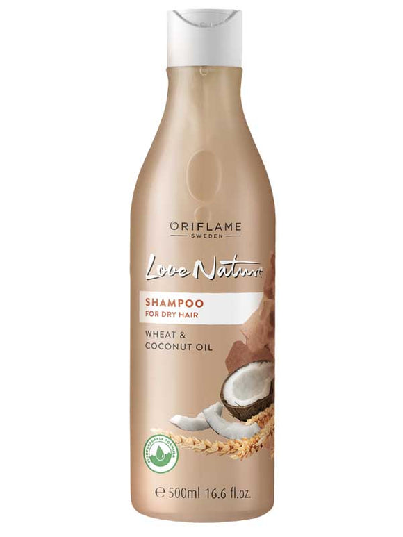 Love Nature Shampoo para Cabello Seco de Trigo y Coco JUMBO 500ml